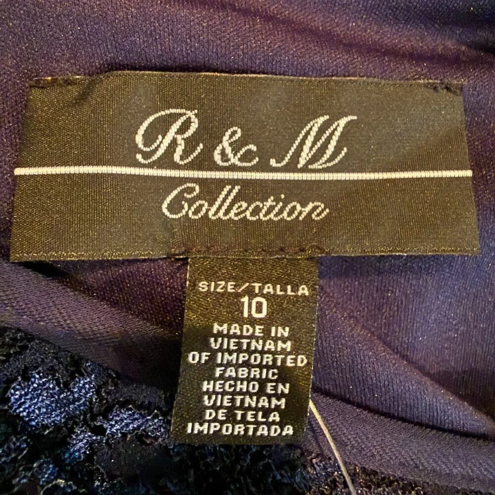 R&M Richards Lace & Sequin Jacket Tank Set Women's 10 Blue Formal Dressy Sparkly